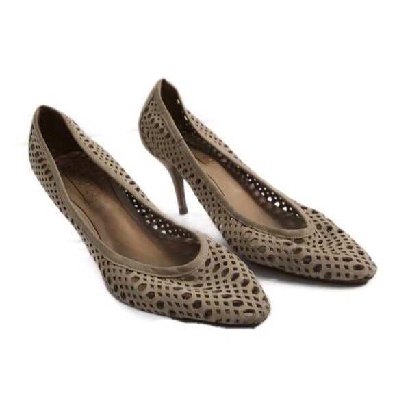 SCHUTZ Shoes - SCHUTZ Nude Perforated Leather Kitten Heels US 8